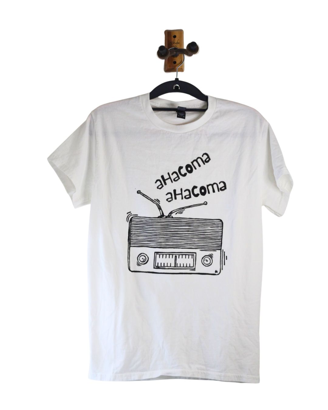 ahaComa Stereo Block Print Short-Sleeve White Tee