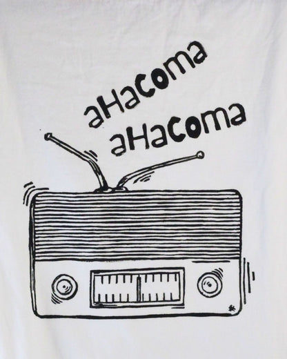 ahaComa Stereo Block Print Short-Sleeve White Tee